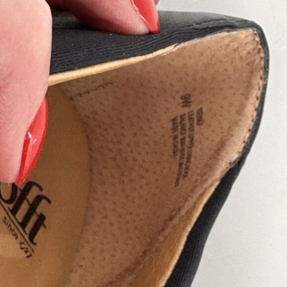 Sofft Womens Leather Fabric Stretch Square Toe Slip On Loafers Black Size 9 wide - Picture 10 of 12